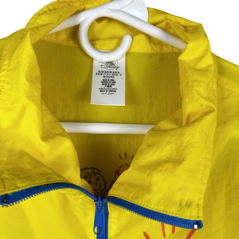 Disney Inside Out Windbreaker Adult Medium Yellow Pixar Graphic Half‎ Zip NWT